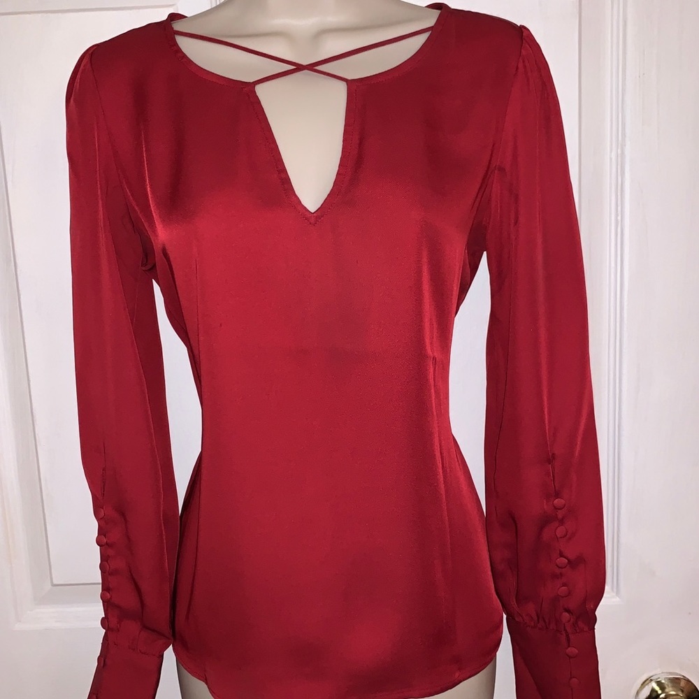 Express Cross Front Large Button-Cuff Blouse - image 1